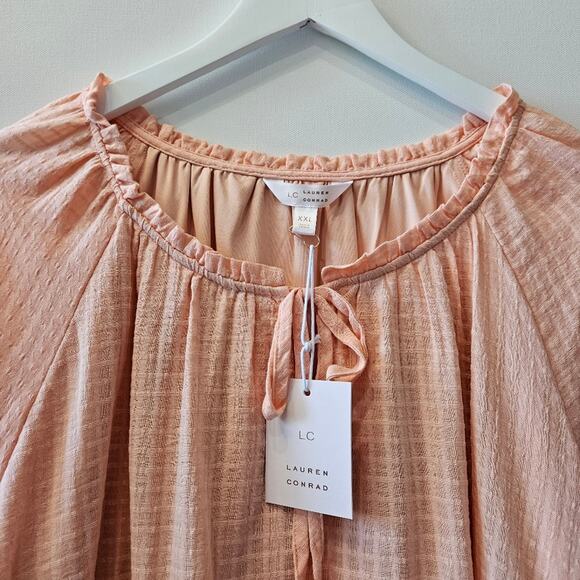 Lauren Conrad LC Light Orange Long Sleeve Flowy Blouse Size XXL - Picture 2 of 9